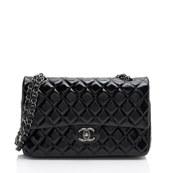Chanel Crumpled Patent Leather Classic Medium Double Flap Bag - Picture 1 of 16